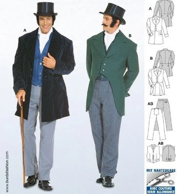 Burda 2767 Victorian Jacket Tailcoat Regency Tuxedo Men Costume Pattern Sz 34-50 - Image 1 of 4