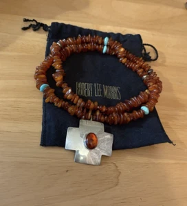 Robert Lee Morris Necklace Stones with Sterling Silver Cross Comes with Bag - Picture 1 of 9