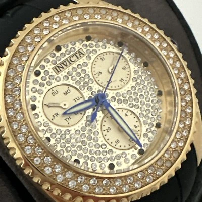 Reloj para dama Invicta Angel cristal esfera dorada silicona negra 28485 Foto 1 de 4