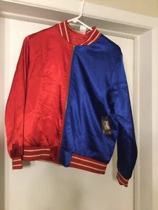 Harley Quinn Suicide Squad Satin Bomberjacke Gr. M rot blau Cosplay Kostüm - Bild 1 von 7
