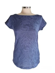 Quiosque blue flower lace top boat neck boho blouse size 38 M new with tags - Picture 1 of 6