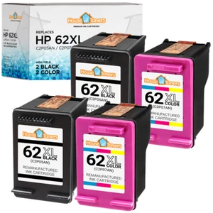 62XL 62 Replaces HP 62XL Black 62XL C2P07AN Color Ink for HP ENVY 5660 7640 Lot - Picture 1 of 7