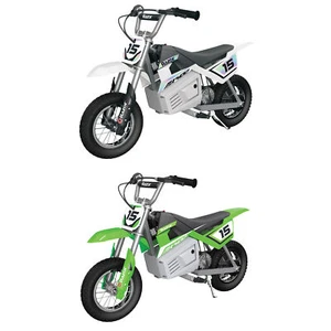 Razor MX400 Dirt Rocket Electric Motocross Motorcycle Bikes, 1 White & 1 Green - Picture 1 of 12