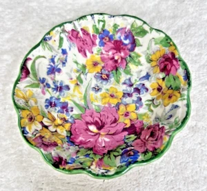 MIDWINTER LTD Brama Chintz Mint or Candy Dish Bowl Green Rim 3 3/4 inch - Picture 1 of 7