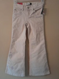 Gap Girls Flare Stretch Corduroy Pants Cream Sparkle 6 Reg. New NWT  - Picture 1 of 7