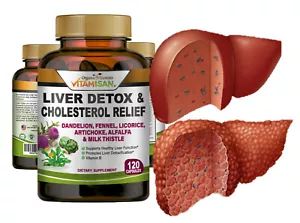 Liver Cleanse Detox Milk Thistle Extracts Silymarin, Artichoke, Dandelion, Vit B - Picture 1 of 11