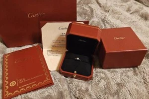 CARTIER Solitaire 1895 Ring 0.20ct Diamond Size: #48 Pt950 Platinum w/Accessory - Picture 1 of 14