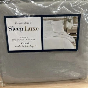 Franela de algodón portugués Charter Club Sleep Luxe 3 piezas Juego de funda nórdica F/Q🏭 - Imagen 1 de 3