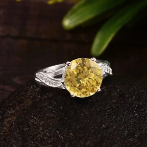 Impresionante anillo hecho a mano de plata 925 con zafiro amarillo de grado impecable regalos de cumpleaños - Imagen 1 de 5