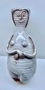 Kunst Keramik Vintage handwerklich gefertigt Gaia Mutter Erde nackte Göttin Frau Vase 9" sehr guter Zustand - Bild 1 von 7