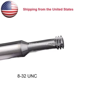 2* Solid Carbide Thread Mill UNC 8# 8-32 TPI HRC60 3 Teeth Thread EndMill Cutter - Picture 1 of 1