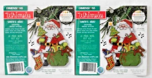 #73416 DIMENSIONES CAPRICHOS "SANTA'S HERE" LOTE DE ADORNOS PUNTO DE CRUZ (2) - ¡NUEVO! - Imagen 1 de 2