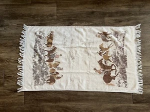 Vintage Bath Towel Western Cowboy Pepperell Towels Fringe Edge 70s Bathroom - Picture 1 of 9