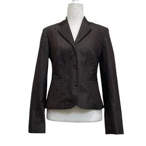 Victoria’s Secret Body Gray Pinstripe 3 Button Tailored Blazer sz Office Siren - Picture 1 of 11