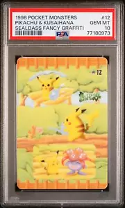 1998 Pocket Monsters Sealdass Fancy Graffiti Pikachu & Kusaihana Gloom 12 PSA 10 - Picture 1 of 2