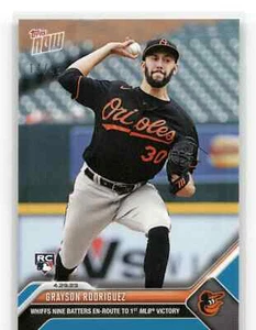 🟦 GRAYSON RODRIGUEZ Rookie 1st Win 2023 Topps Now #200 BLUE 14/49 Orioles RC 📈 - Picture 1 of 2
