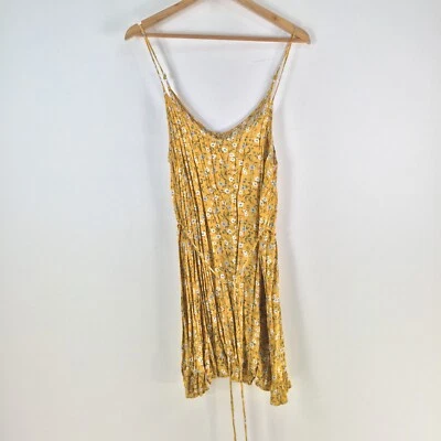 Dotti Vestido Sin Mangas Mujer 14 Amarillo Floral Sin Mangas Cinturón Viscosa 112786 Foto 1 de 4