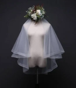 Women Gorgeous Bride Bridal wedding Cream White 2 layers Hair Head Veil - Picture 1 of 8