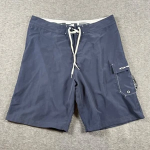 Vintage Oakley Board Shorts Mens 36 Navy Cargo Drawstring Swim Trunks Pocket - Picture 1 of 12
