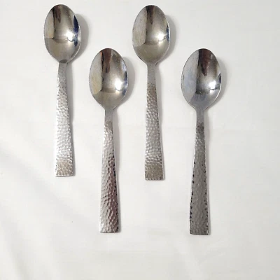 4 Teaspoons Godinger CASTELLO Hammered Stainless Flatware - Изображение 1 из 4