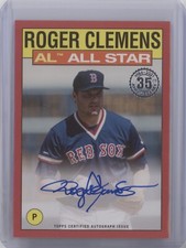ROGER CLEMENS 2021 TOPPS BASEBALL 1986 AL ALL-STAR ON CARD AUTO RED 01/10