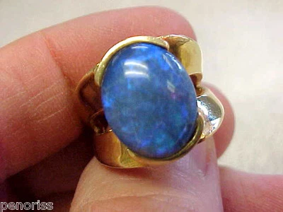 Anillo Ópalo Negro Oro 14k Unisex Talla 7-1/2 Hacer Oferta Foto 1 de 4