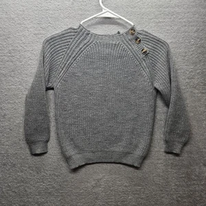 Shein Girl Sz 10Y Knit Sweater Button Pullover Crewneck Long-Sleeve Gray - Picture 1 of 8