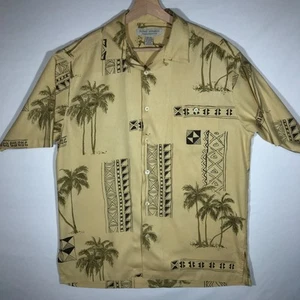 Island Republic Men's Medium Yellow 100% Silk Button Up Tropical Shirt - Picture 1 of 9