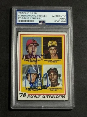 DAVE BERGMAN & CLINT HURDLE 1978 TOPPS SIGNED AUTOGRAPHED ROOKIE CARD PSA/DNA - Image 1 of 2