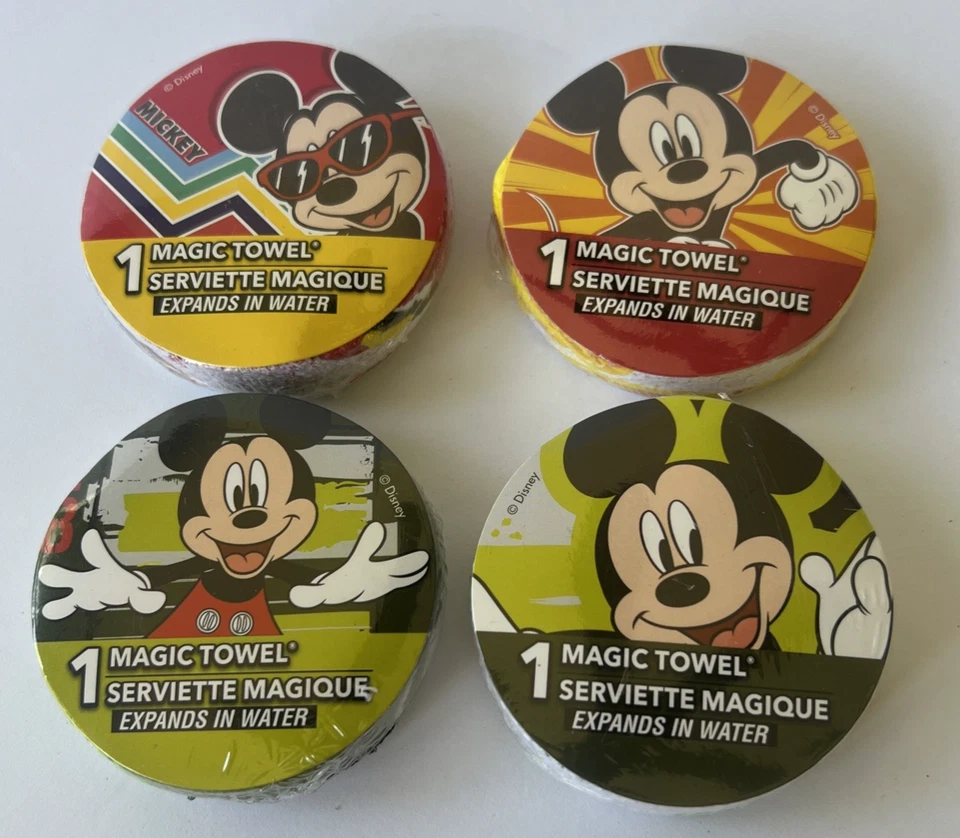 2017 Set of 5 Disney Mickey Mouse Magic Towel Cotton Washcloths Colorful