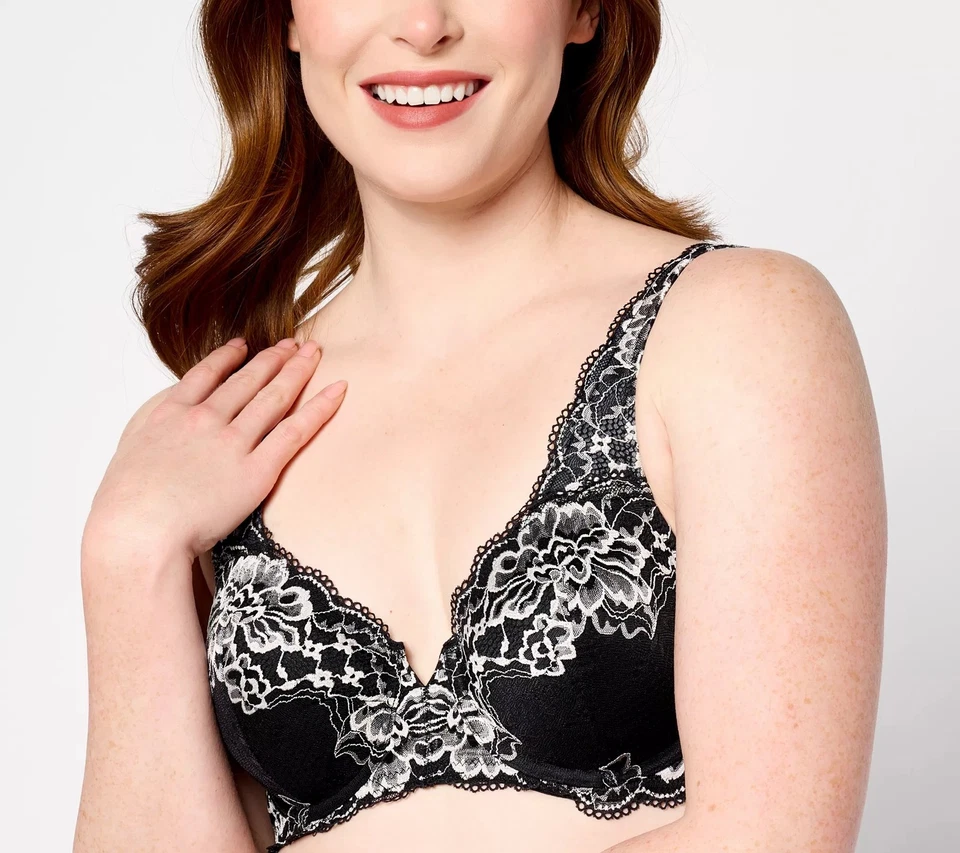 Sutiã de renda Breezies Luxe dois tons com aro preto B/36 novo - Imagem 1 de 1