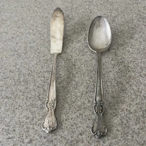 Signature Rose Old Company Plate Mono ~N~ Spoon & Butter Knife - Picture 1 of 6