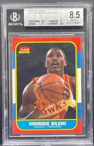 1986-87 Fleer #121 Dominique Wilkins Rookie Card Hawks HOF RC BGS 8.5 NM-MT+ - Picture 1 of 2