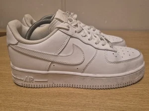 Nike Air Force 1 Trainers Womens UK 5.5 EU 38.5 Triple White Leather Shoes AF1 - Picture 1 of 10