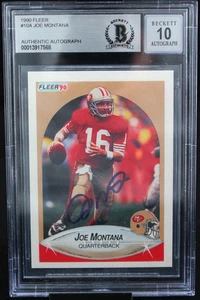 1990 Fleer #10A Joe Montana Auto San Francisco 49ers BGS Autograph 10 - Picture 1 of 7