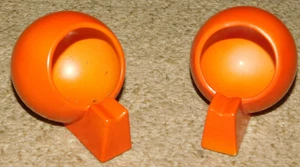 VINTAGE PAIR OF Mid Century MODERN MCM PAIR Orb Ashtrays ORANGE - Picture 1 of 8