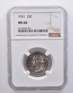 1951 Washington Quarter MS66 NGC Beautiful Tone *7187 - Picture 1 of 3