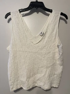 A New Day Tank Top Women XXL  White Crinkle  V-Neck Textured Sleeveless Crop - Picture 1 of 5