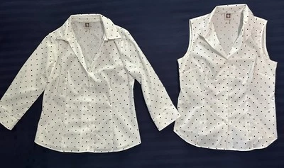 LOTE de camisas y chaleco con botones Anne Klein para mujer sin planchar "Lunares" blanco talla S/M Foto 1 de 4