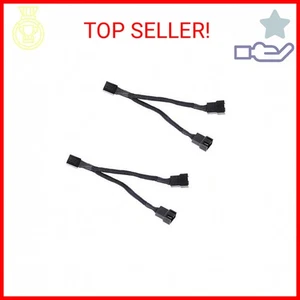 All Black Sleeved PWM Fan Splitter Cable 1 to 2 Converter, 2 Pack - Picture 1 of 2