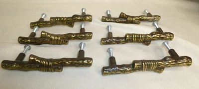 Lot 6 Branch Hickory SW Lodge Lancaster Brass Handle Door Drawer Pulls Nature - Image 1 of 4