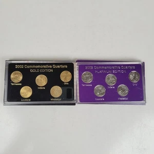 2- 2002 STATE QUARTER GOLD PLATINUM EDITIONS 5 COINS SETS LIMITED MINT - Picture 1 of 3