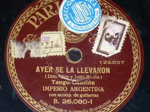 ANDALUCIA 78 rpm RECORD Parlophon IMPERIO ARGENTINA Ayer se la llevaron / Viejos - Bild 1 von 1