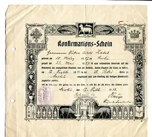 Konfirmations-Schein von 1912 - Bild 1 von 1