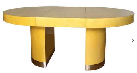 1970s Art Deco Lacquered Parchment Dining Table in the Style of Karl Springer Cover
