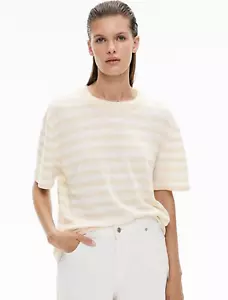 NWT WITCHERY 2024 100% Linen Knit Tee in Natural Stripe sz XL 16 RRP $119 [mg - Picture 1 of 4