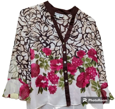 Danny & Nicole Boho Floral Transparente Talla 14P Botones Mop Art-To-Wear Foto 1 de 4