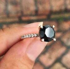 Certified 3 ct Black Diamond Ring In White Gold Finish AAA Great shine & Luster