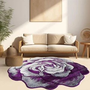Rose Rug 5ft Round Area Rugs Cute Plush Flower Shaped Rug Circle Girly for Be... - Picture 1 of 10