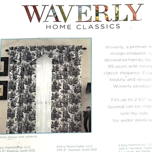 Waverly Ascot Valance Black & White 52x20" Home Country Life - Picture 1 of 7